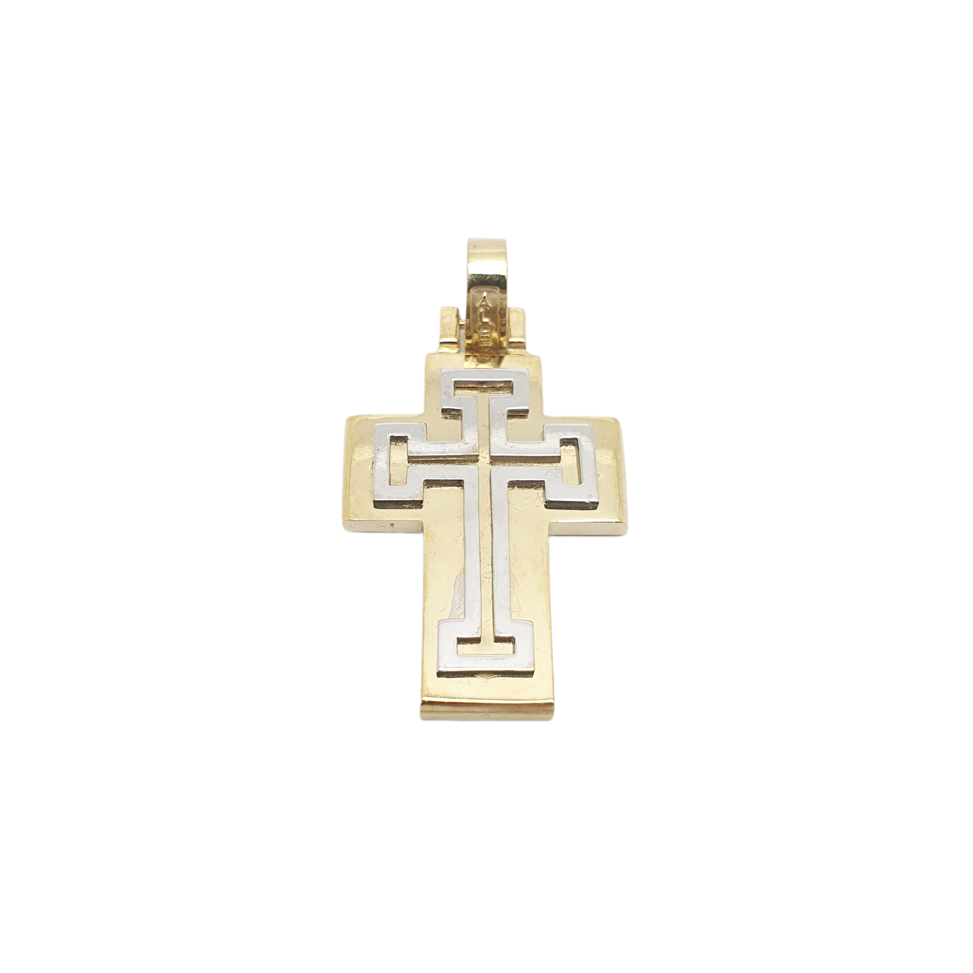 Σταυρός απο χρυσό κ14 με εξτρα λευκόχρυσο σταυρό κ14 (code H1875)